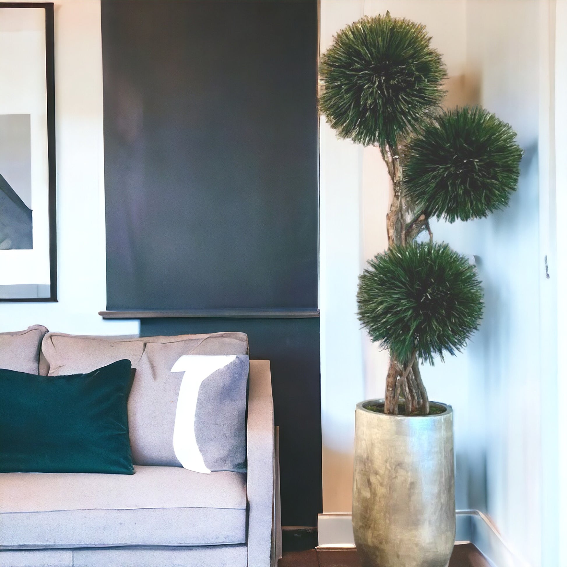 Signature 3-pom showpiece tree made from dried and preserved natural materials, hand-made with intricate details. A unique and sustainable design, perfect for home, office, or commercial spaces. Ready for your own container.